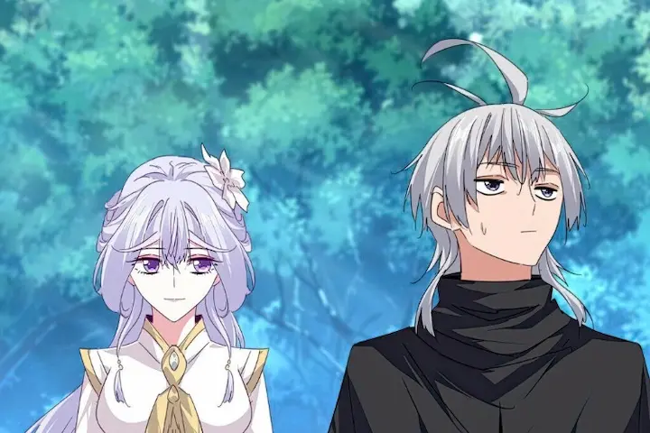 Zhuo Fan and a mysterious woman standing together in Magic Emperor Chapter 779 English Sub, showcasing a funny yet tense moment between them.